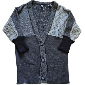 Bke Women's Cardigan Sweater Knit Three Quarter Sleeve Button Front‎ Gray Sz S